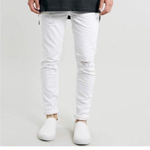 White Ripped Stretch Skinny Jeans 32R